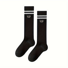 6 Pairs Striped Calf Socks College Style Women's Knee High Stockings