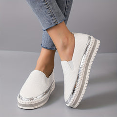 Women's Plaid Pattern Skate Shoes Slip On Platform Sneakers