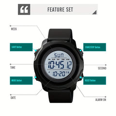 Unisex Waterproof Digital Sports Watch Alarm LED Backlight