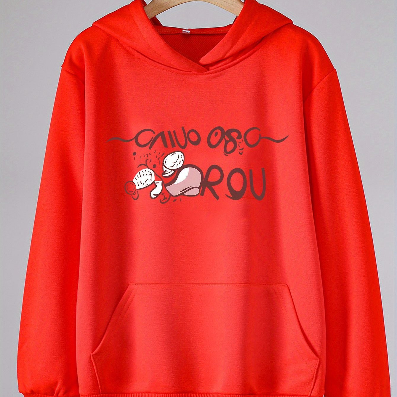 Girls Cartoon Alphabets Long Sleeve Hooded Sweatshirt for Outdoor Activities