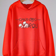 Girls Cartoon Alphabets Long Sleeve Hooded Sweatshirt for Outdoor Activities