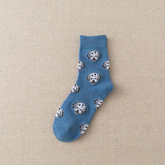 2 Pairs Dog Print Crew Socks Women's Stockings