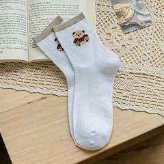 6 Pairs Bear Print Socks Women's Stockings & Hosiery