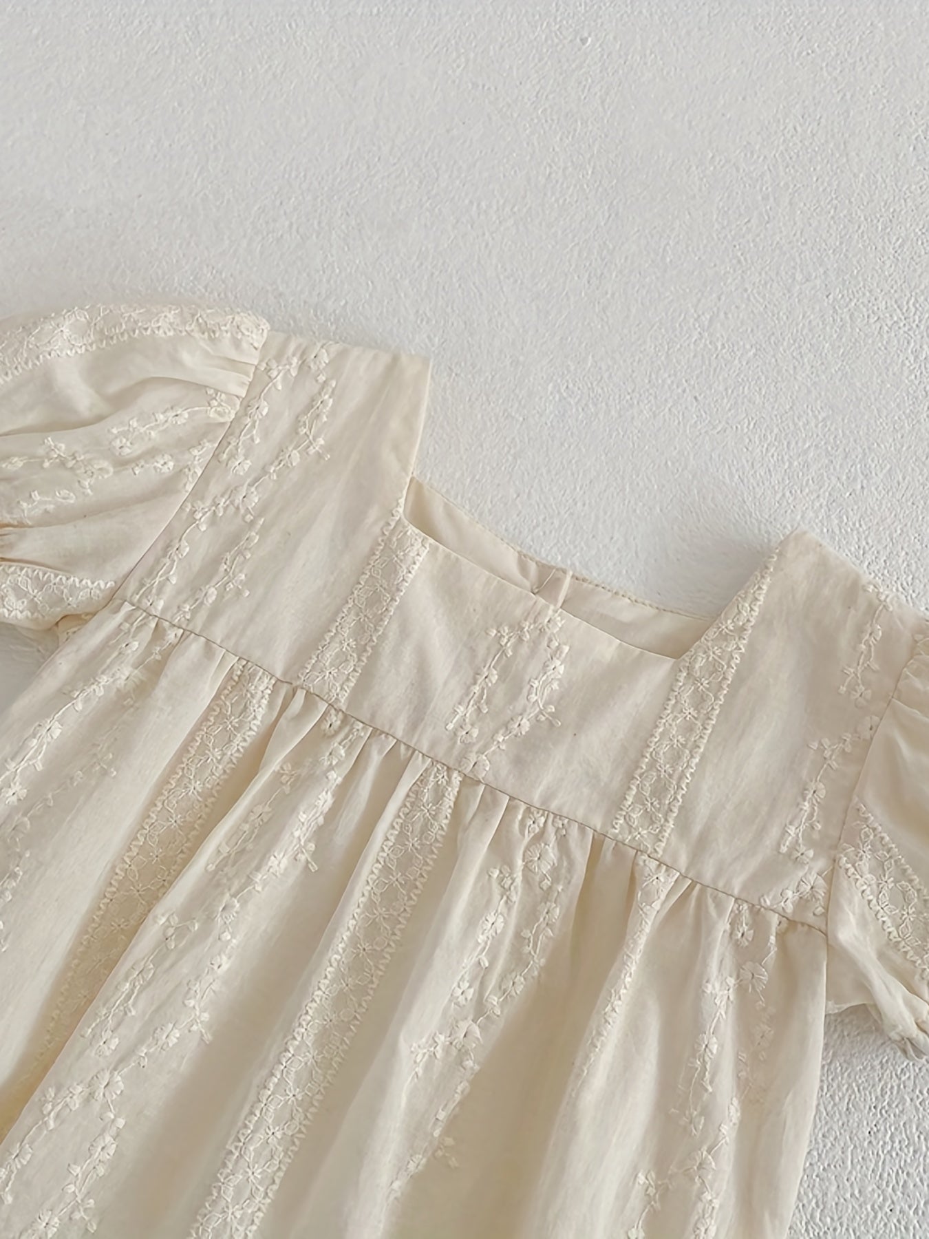 Toddler Girl Lace Jacquard Square Neck Dress Summer Sundress