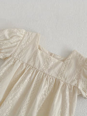 Toddler Girl Lace Jacquard Square Neck Dress Summer Sundress