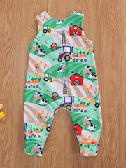 Baby Boys Cartoon Sleeveless Romper Jumpsuit