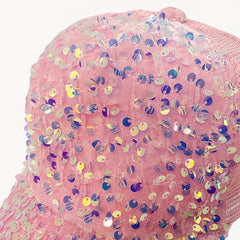 Sequin Decor Baseball Cap Glitter Mesh Trucker Hat