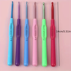 6pcs Colorful Plastic Handle Crochet Hooks Set 2.5mm-5.0mm