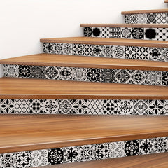 6pcs Moroccan Pattern Stair Stickers Self-adhesive Wallpaper Home Decor