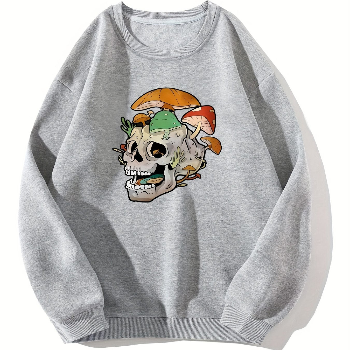 Skull Graphic Long Sleeve Casual Sweatshirts for Halloween Crew Neck Pullover