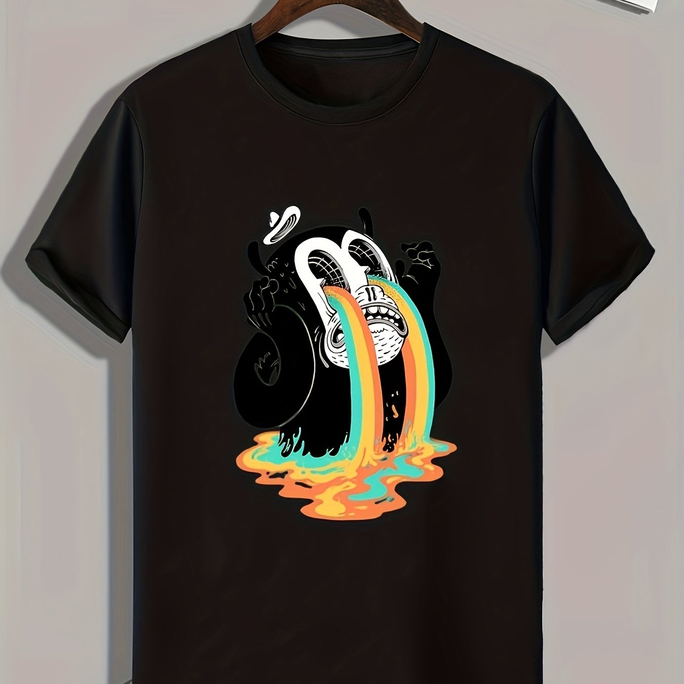 Funny Cartoon Print Men's Graphic T-shirt for Summer