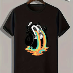 Funny Cartoon Print Men's Graphic T-shirt for Summer