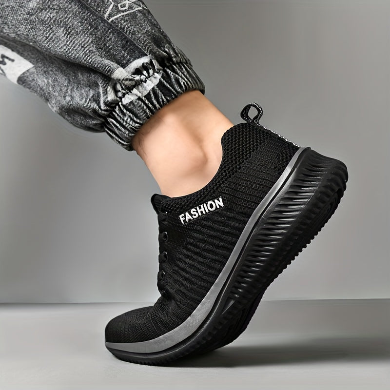 Women's Lace Up Knit Running Shoes Breathable Mesh Walking Shoes