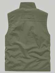 Men's Zip Pocket Stand Collar Solid Vest Outdoor Casual Sports Vest