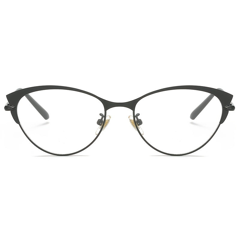 Light Blocking Glasses Cat Eye Clear Lens Anti Eyestrain Computer Metal Glasses