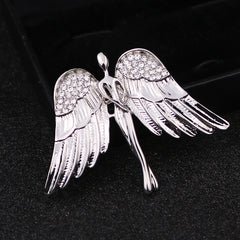 Golden Angel Wings Brooch Crystal Embellished Men'S Lapel Pin or Tie Clip