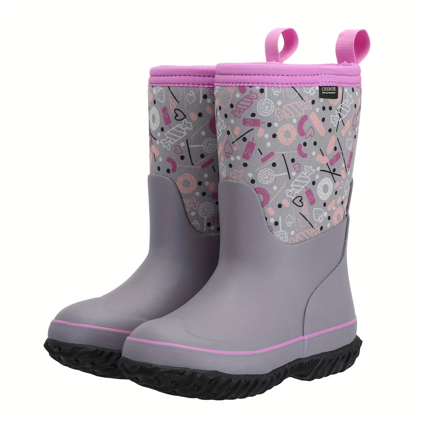 MCIKCC Girl's High Top Rain Boots Non Slip Durable Casual Waterproof Shoes