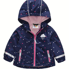 Toddler's Cartoon Waterproof Windbreaker Jacket Hooded Coat