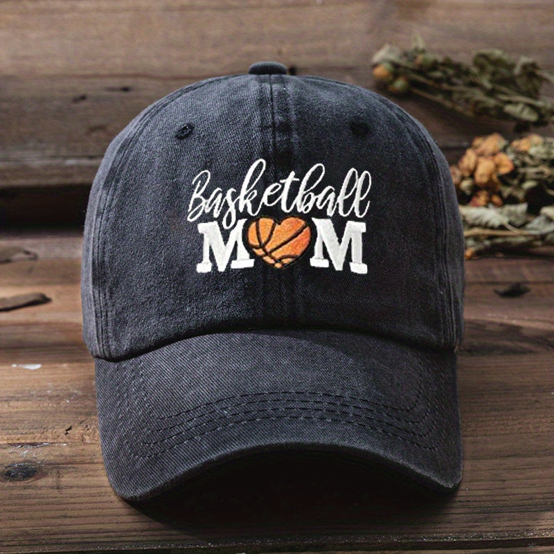 BASKETBALL MOM Baseball Cap Embroidered Washed Distressed Dad Hats