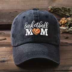 BASKETBALL MOM Baseball Cap Embroidered Washed Distressed Dad Hats