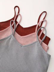 3-Piece Waffle Lounge Set Sleeveless Top & Elastic Pants