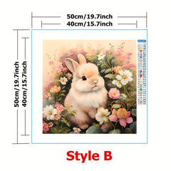 Needlework DIY Cross Stitch Kit Rabbit Among Flowers 11CT Printed On Canvas