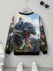 Mechanical Dinosaur Print Kid's Sweatshirt Unisex Pullover
