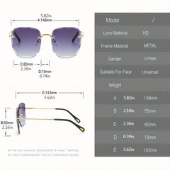 Gradient Lens Rimless Sunglasses Rivet Decor UV400