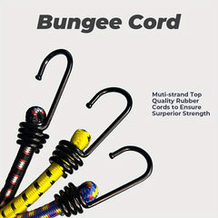 3pcs 8mm Bungee Cords Hooks Heavy Duty Elastic Straps Luggage Camping Tent