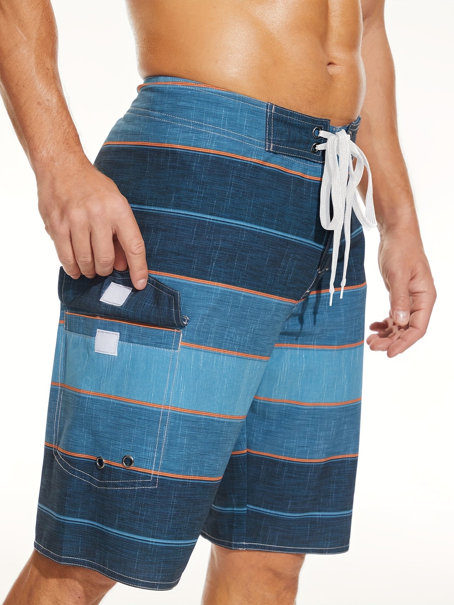 Men's Block Beach Shorts Active Slightly Stretch Breathable Drawstring Swim Trun