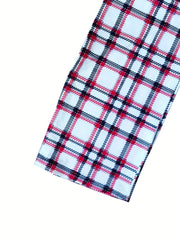 Casual Spaghetti Strap Top & Plaid Print Pants Outfit