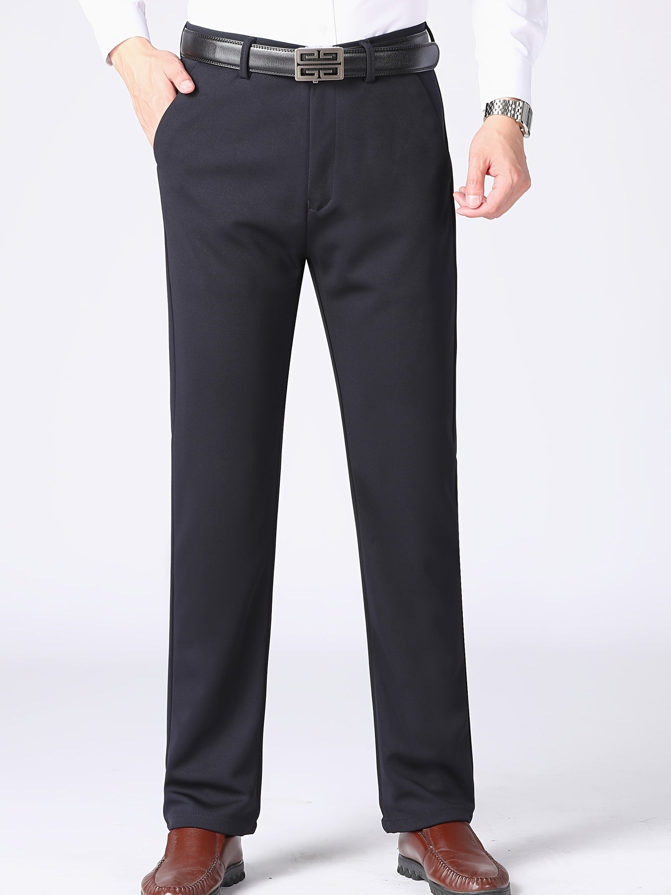 Men's Solid Dress Pants for Business
