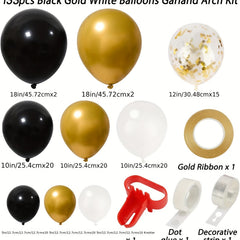 129pcs Golden Balloon Chain Set Graduation Season Birthday Decoration