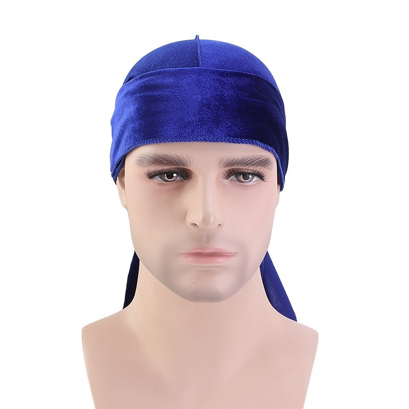 Velvet Durag Breathable Bandana Long Tail Pirate Hat Winter Biker Headwraps