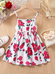 Youth Girl Colorful Heart Print Camisole Princess Dress