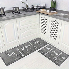 2pcs Kitchen Mat Anti Slip Polyester Carpet Absorbent Bath Mat