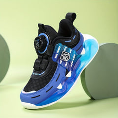 Boys Luminous Sneakers with Rotating Button Breathable Non-slip Shoes