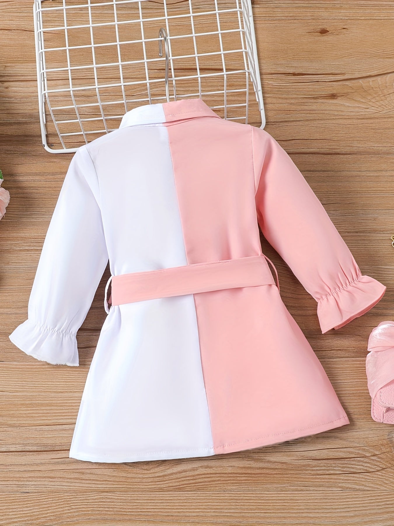 Baby Girl Stylish Dress Up Single Breasted Belted Casual Dress