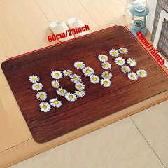 Floral Print Letter Decorative Rug for Kitchen Supplies