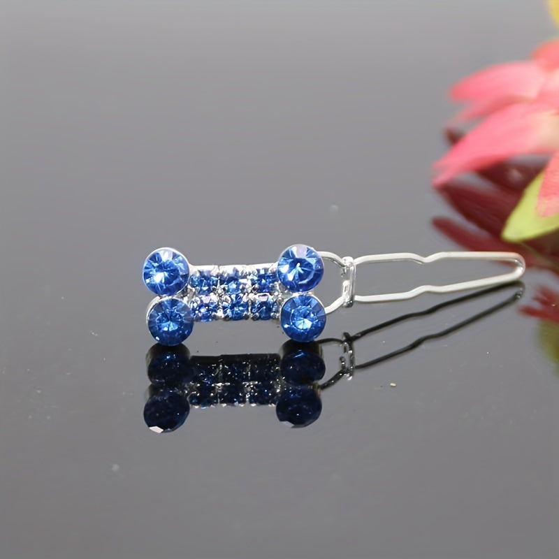 Rhinestone Dog Bone Hair Clips for Long Haired Dogs