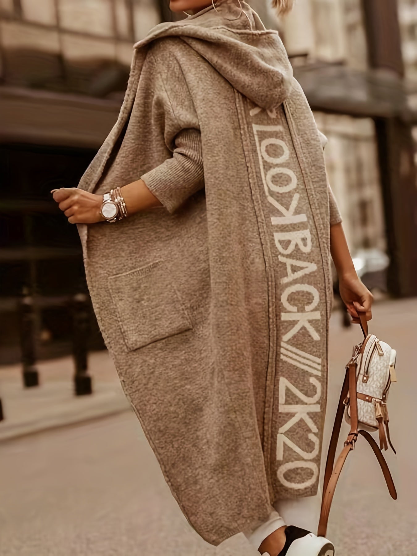 Open Front Hooded Cardigan Long Sleeve Casual Cardigan