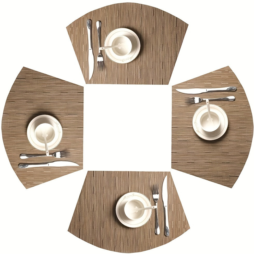 4pcs PVC Striped Placemats Washable Reusable Anti-fouling Heat Insulation Pads