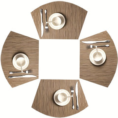 4pcs PVC Striped Placemats Washable Reusable Anti-fouling Heat Insulation Pads