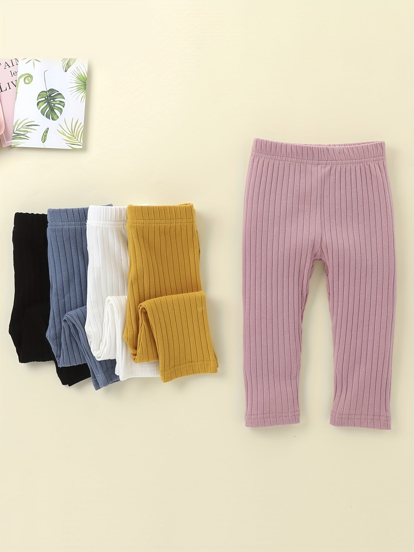 5pcs Unisex Baby Ribbed Knit Leggings