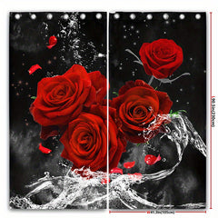2 Floral Rose Curtains w/ Iron Buckle Multifunctional