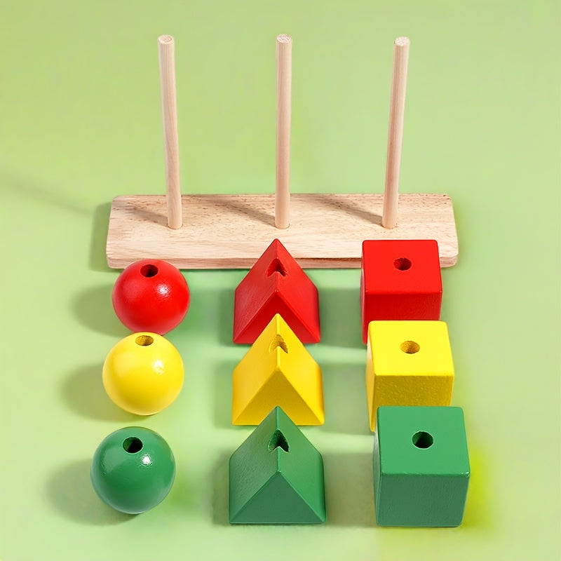 Colorful Wooden Geometric Shape Matching Set for Early Childhood