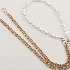 Metal Chain & Bead Decor Strap DIY Crossbody Bag Accessories