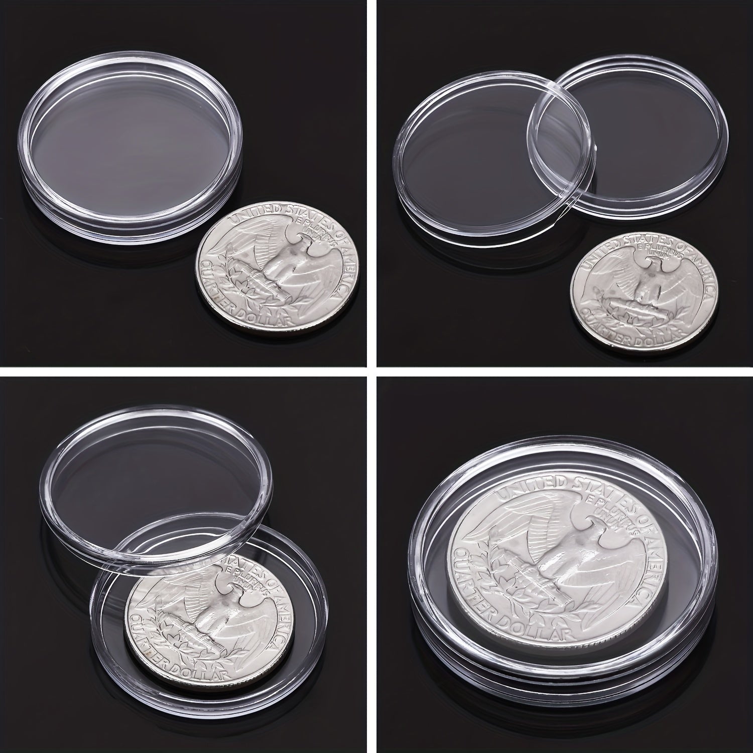 100pcs Coin Storage box 30mm Round Plastic Holder Organizer for Coin Collection