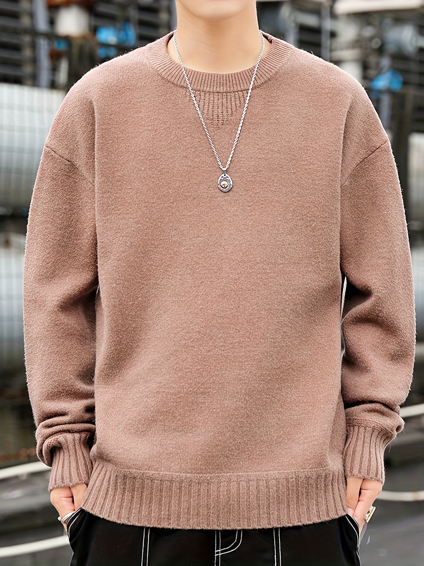 Knitted Sweater Men's Casual Warm Crew Neck Pullover For Fall Winter
