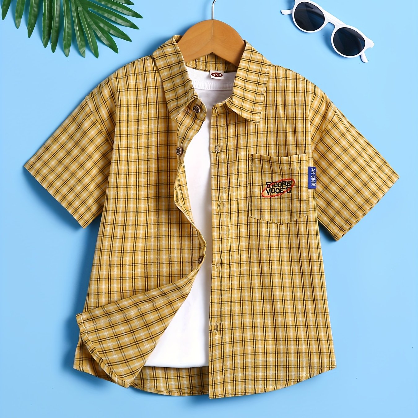 Toddler Boys Plaid Button Short Sleeve Shirt Kids Summer Clothes